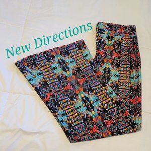 New Directions silky colorful goucho wide leg palazzo pants w/pockets sz: S